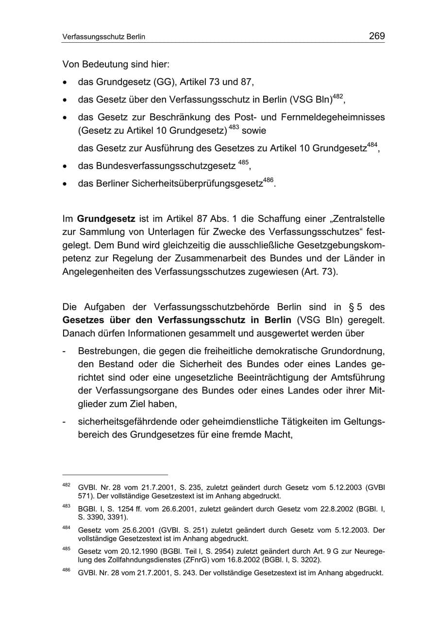 Seite 269 des Verfassungsschutzbericht 2004 Berlin