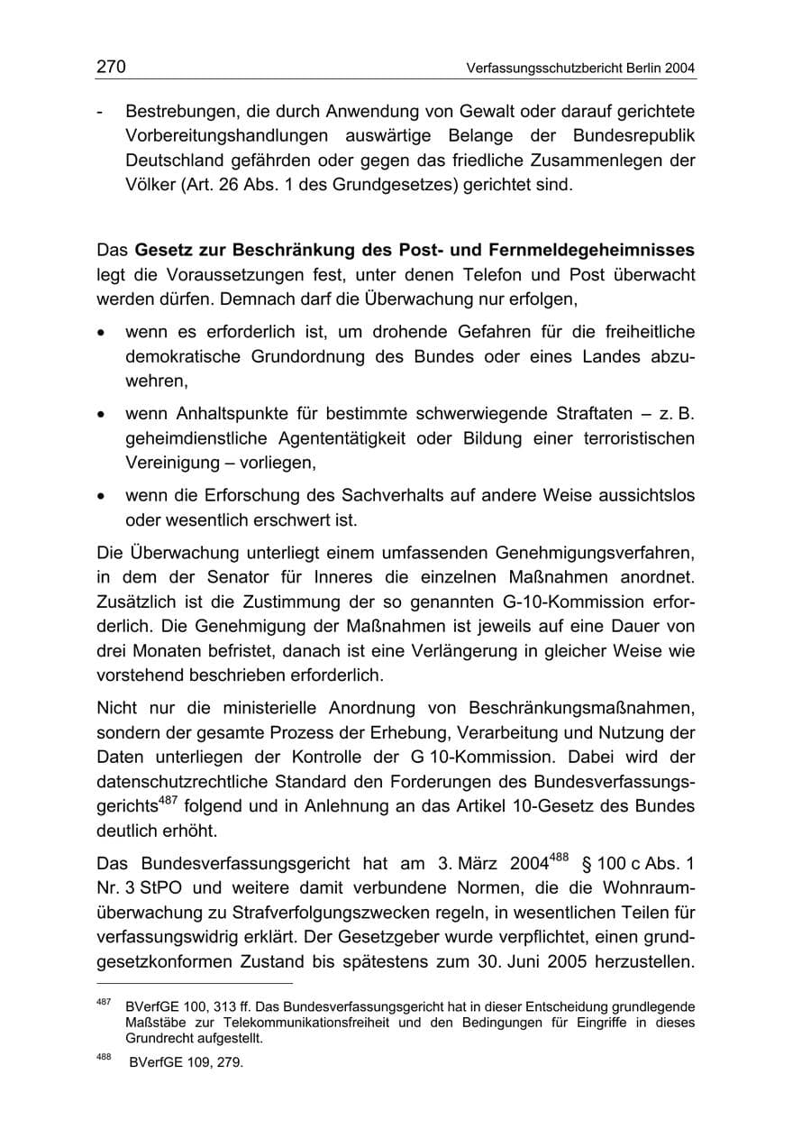 Seite 270 des Verfassungsschutzbericht 2004 Berlin