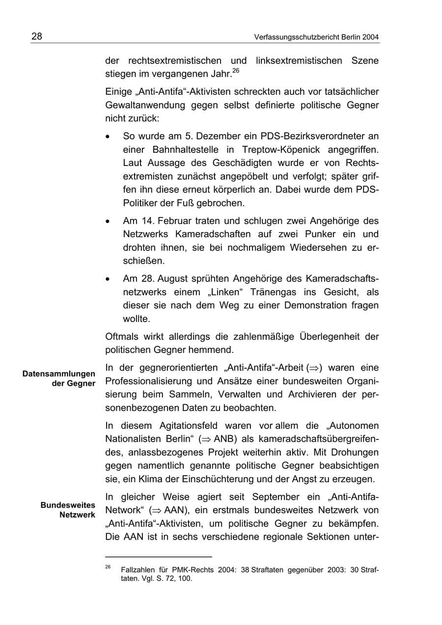 Seite 28 des Verfassungsschutzbericht 2004 Berlin