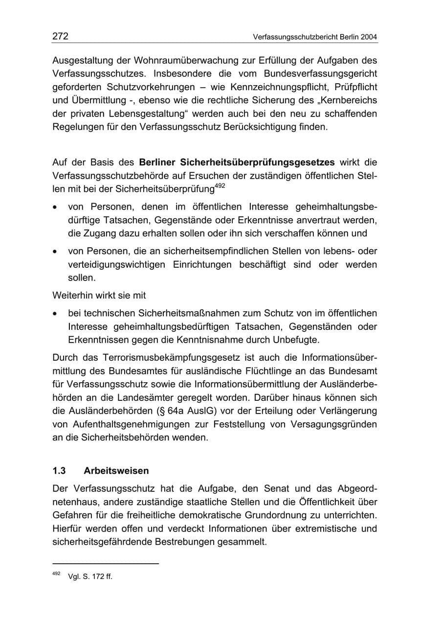 Seite 272 des Verfassungsschutzbericht 2004 Berlin