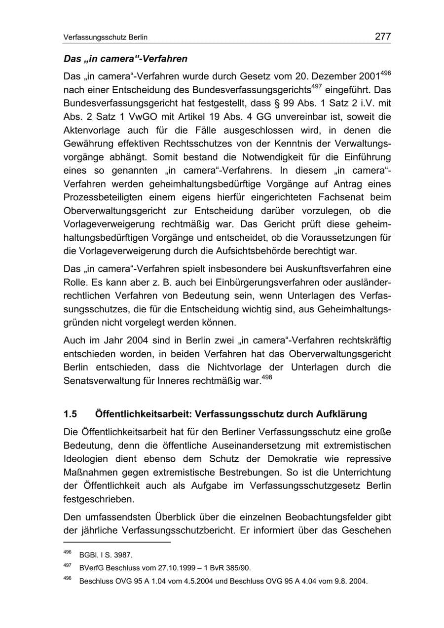 Seite 277 des Verfassungsschutzbericht 2004 Berlin