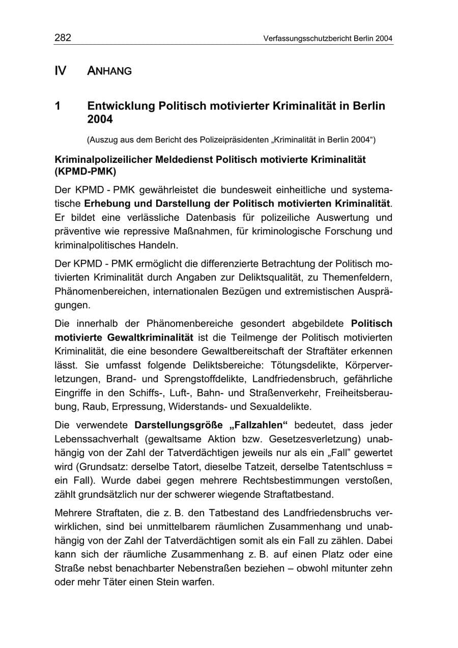 Seite 282 des Verfassungsschutzbericht 2004 Berlin