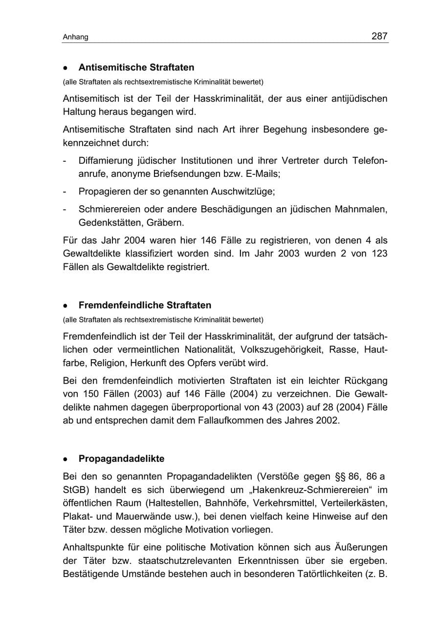 Seite 287 des Verfassungsschutzbericht 2004 Berlin