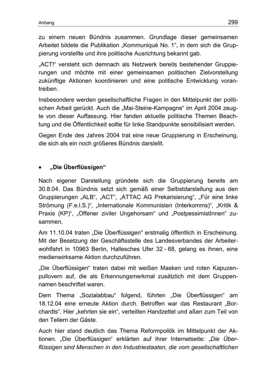 Seite 299 des Verfassungsschutzbericht 2004 Berlin