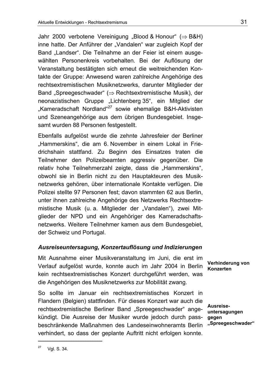 Seite 31 des Verfassungsschutzbericht 2004 Berlin