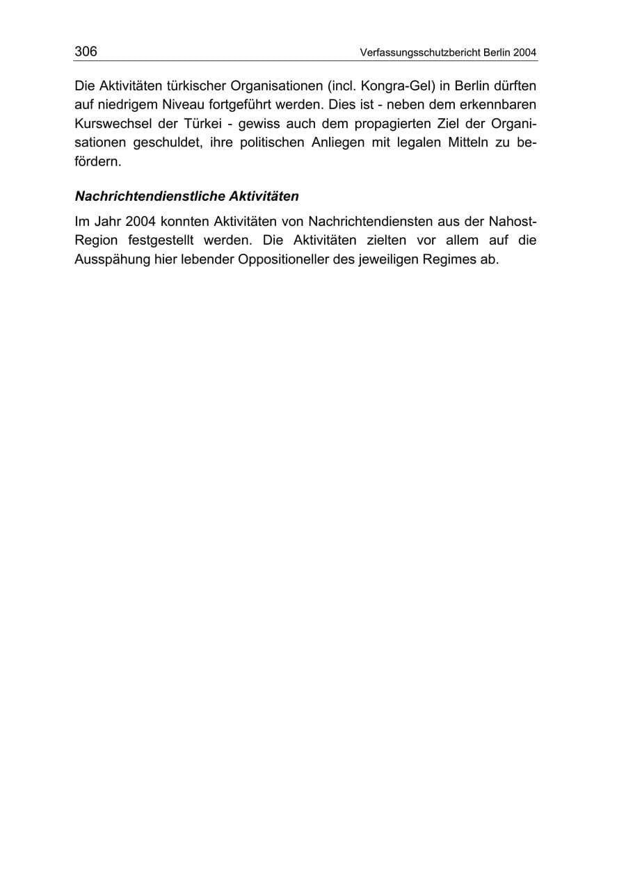 Seite 306 des Verfassungsschutzbericht 2004 Berlin