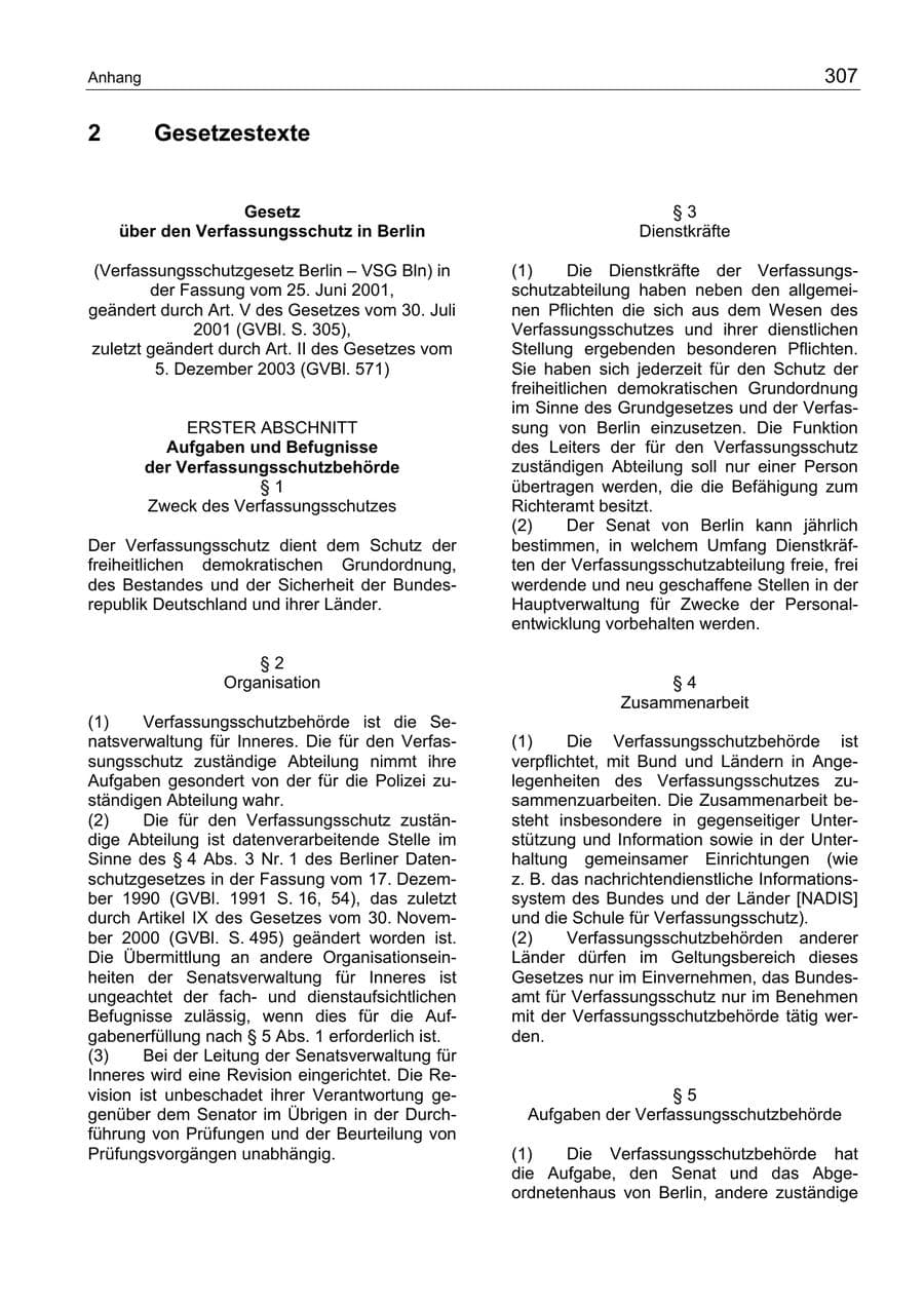 Seite 307 des Verfassungsschutzbericht 2004 Berlin