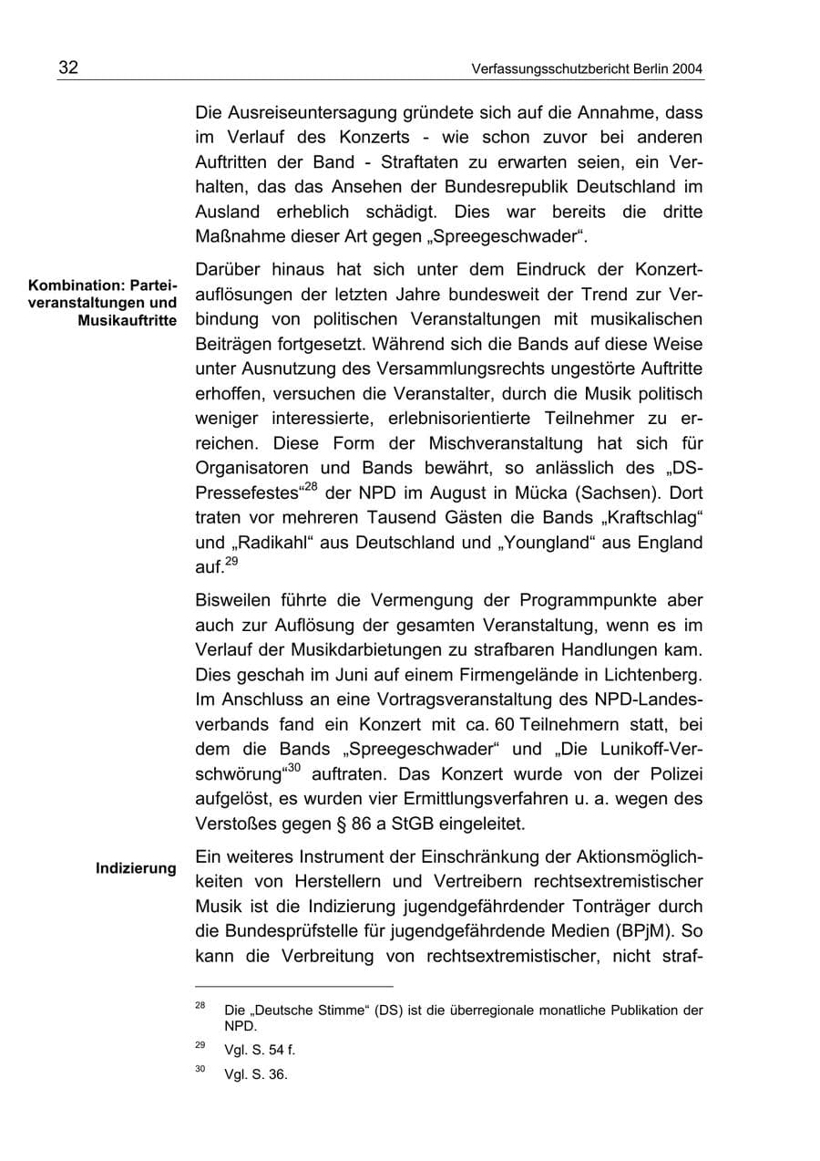 Seite 32 des Verfassungsschutzbericht 2004 Berlin