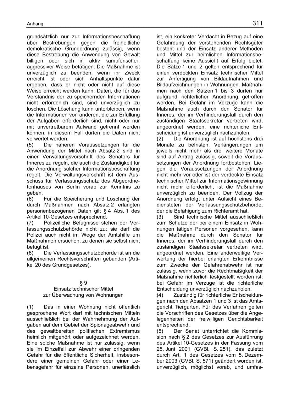 Seite 311 des Verfassungsschutzbericht 2004 Berlin