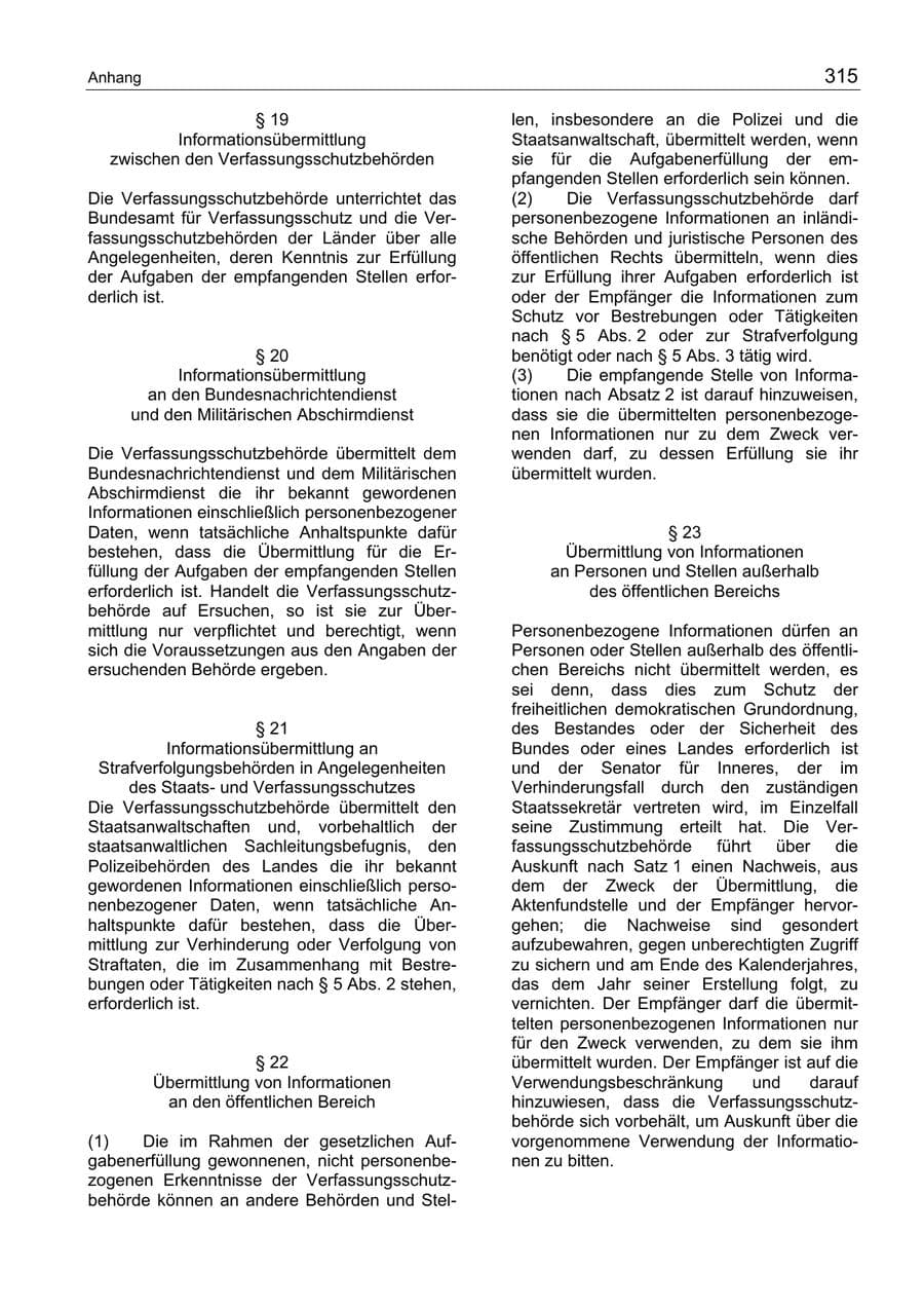 Seite 315 des Verfassungsschutzbericht 2004 Berlin