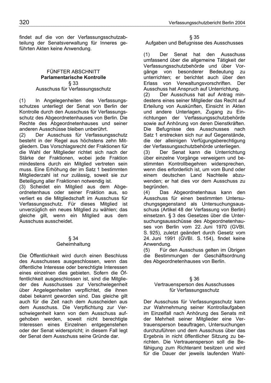 Seite 320 des Verfassungsschutzbericht 2004 Berlin
