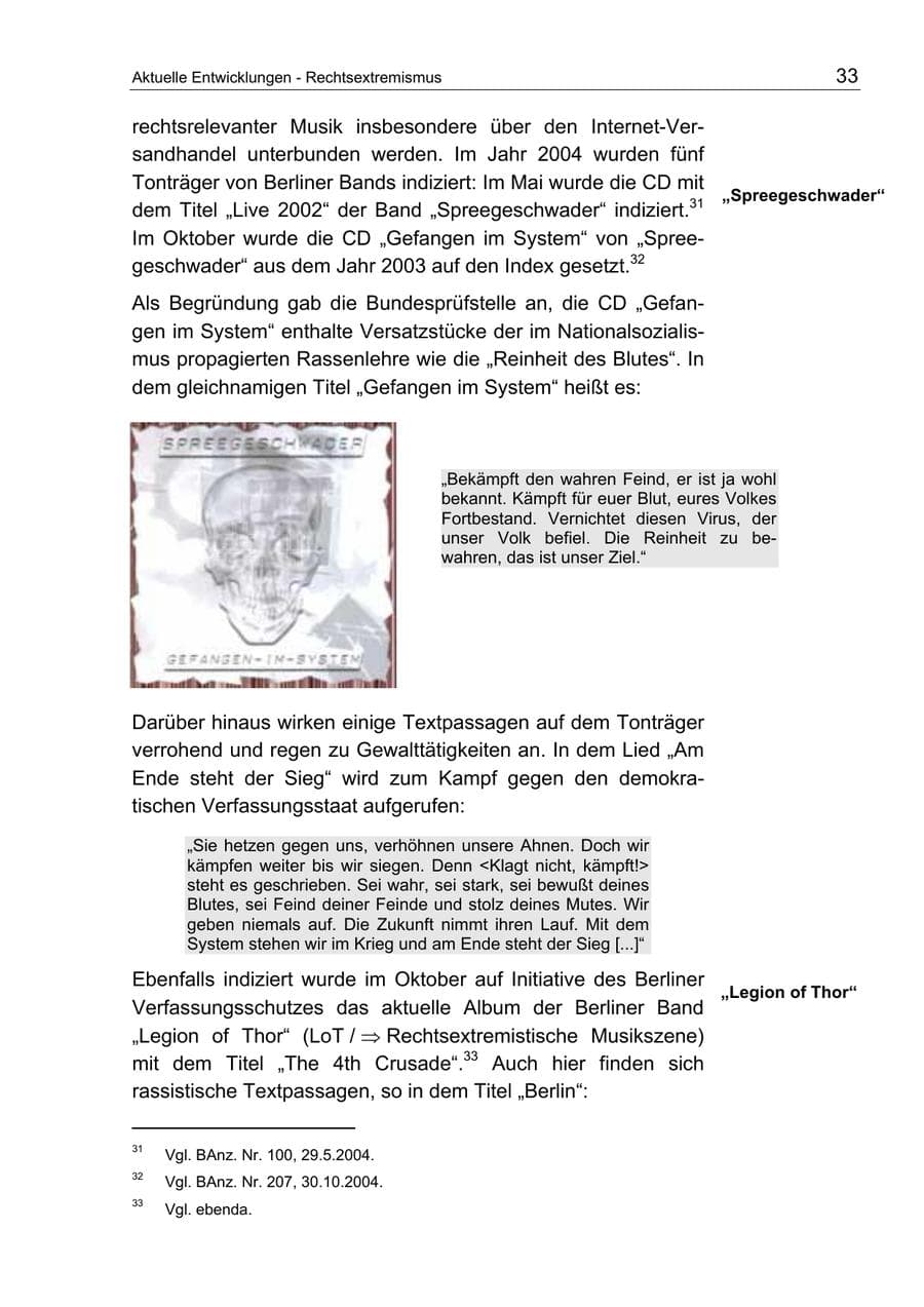 Seite 33 des Verfassungsschutzbericht 2004 Berlin