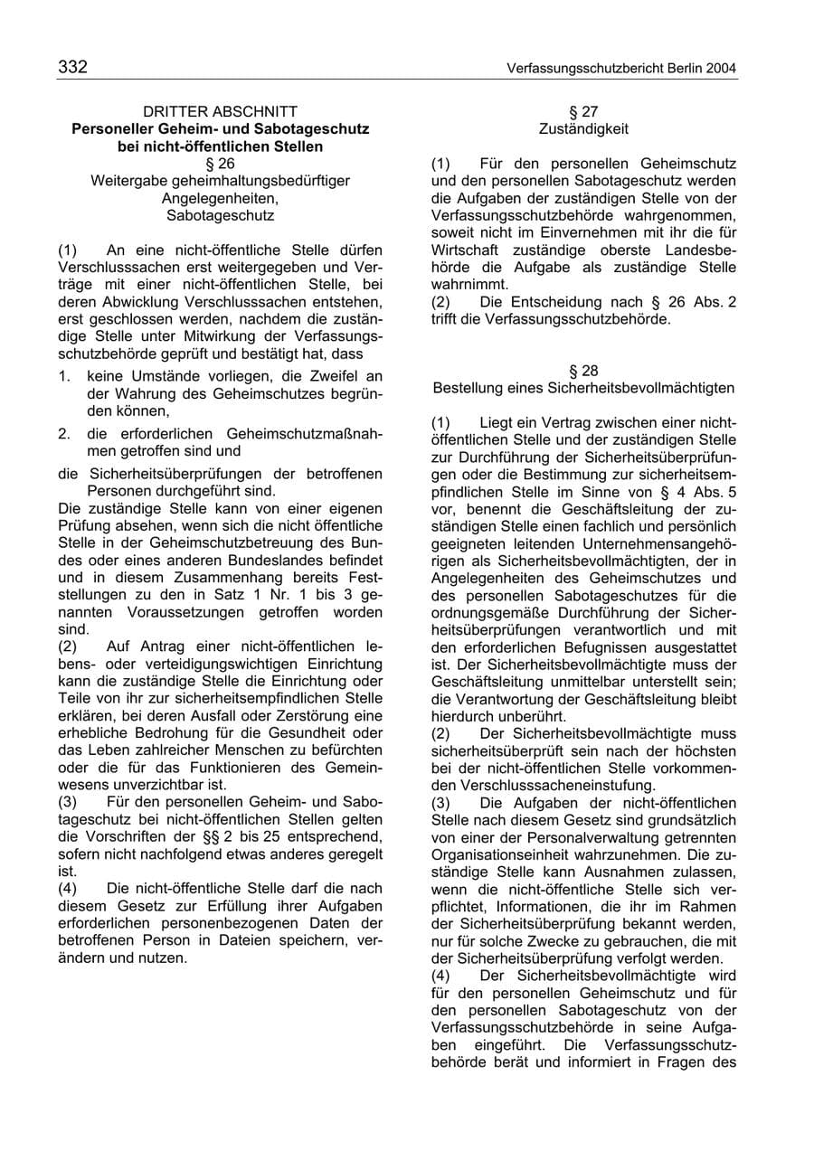Seite 332 des Verfassungsschutzbericht 2004 Berlin
