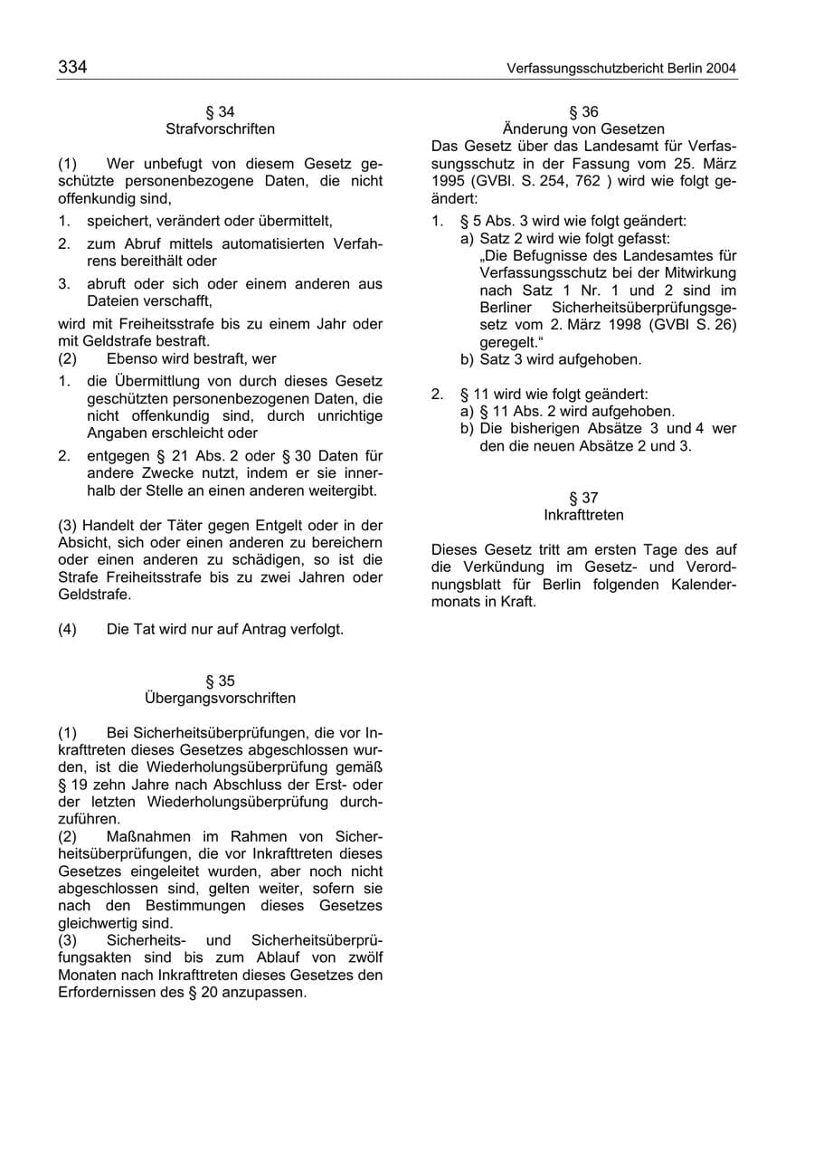 Seite 334 des Verfassungsschutzbericht 2004 Berlin