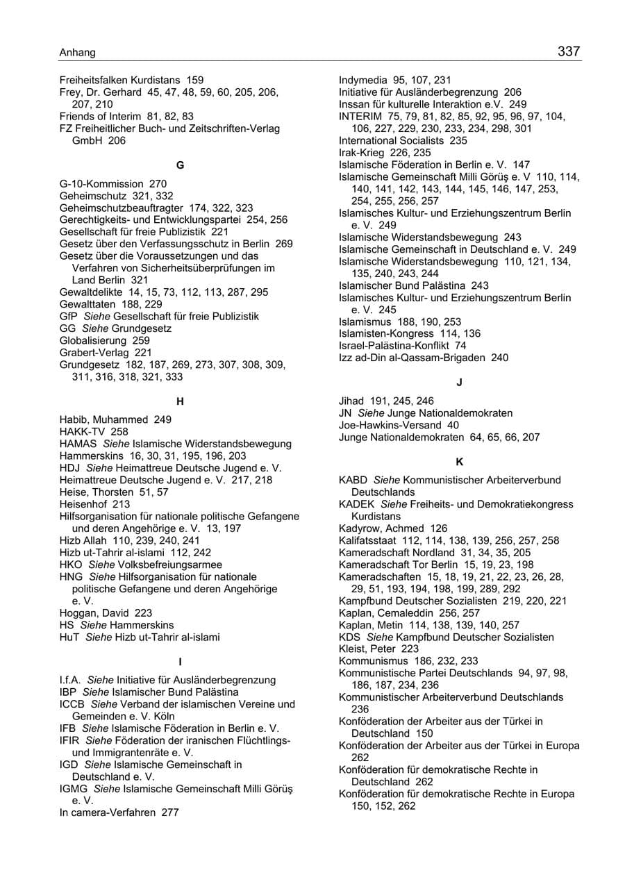 Seite 337 des Verfassungsschutzbericht 2004 Berlin