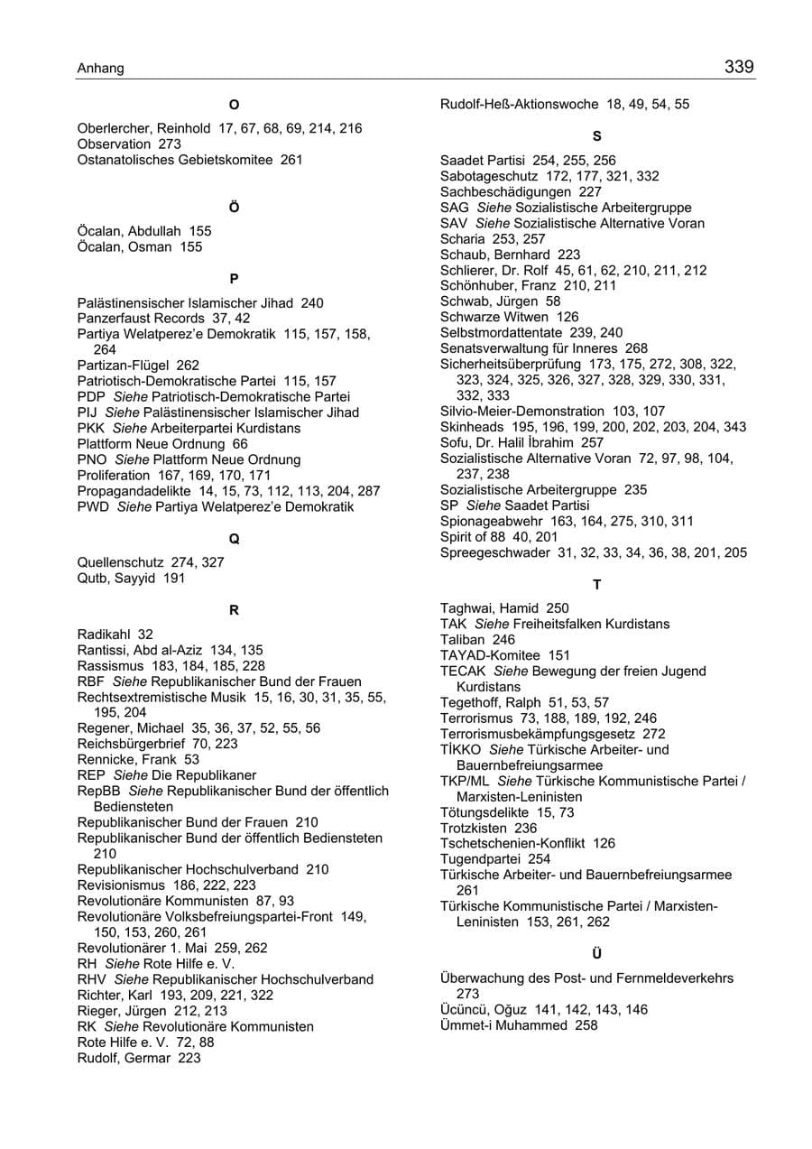 Seite 339 des Verfassungsschutzbericht 2004 Berlin