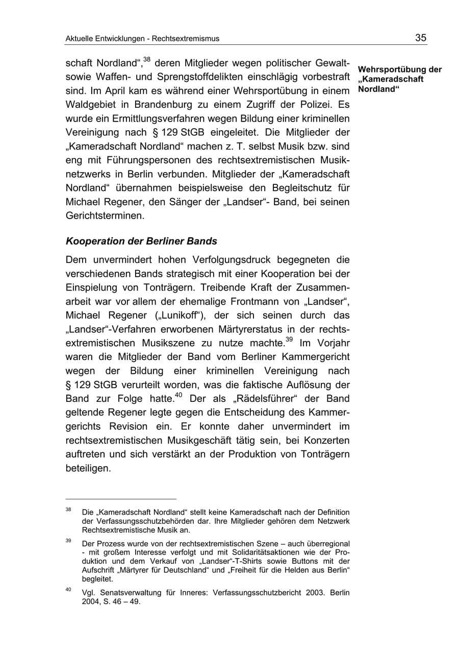 Seite 35 des Verfassungsschutzbericht 2004 Berlin