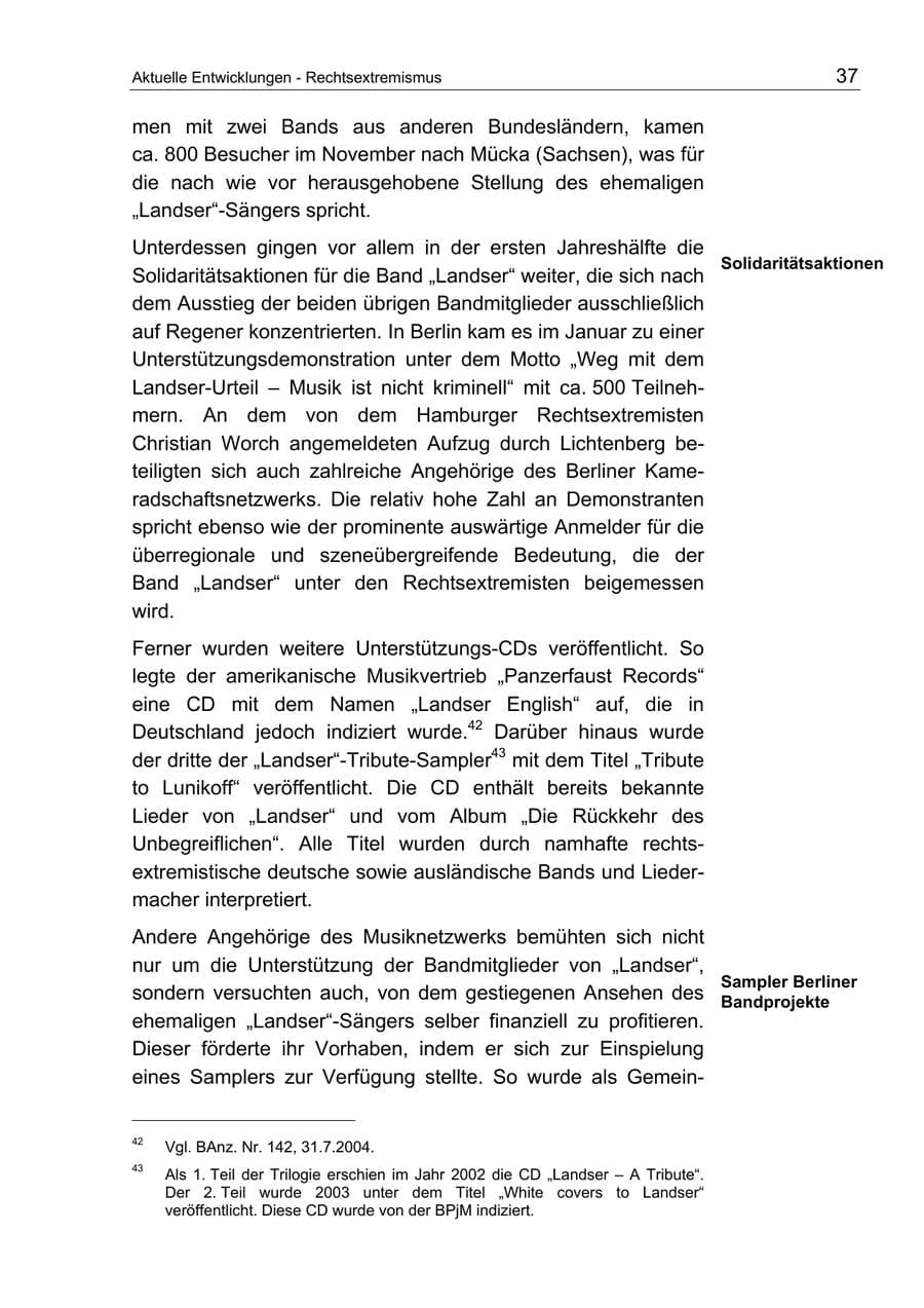 Seite 37 des Verfassungsschutzbericht 2004 Berlin