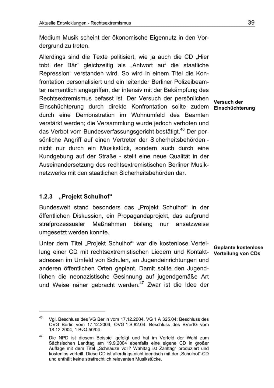 Seite 39 des Verfassungsschutzbericht 2004 Berlin