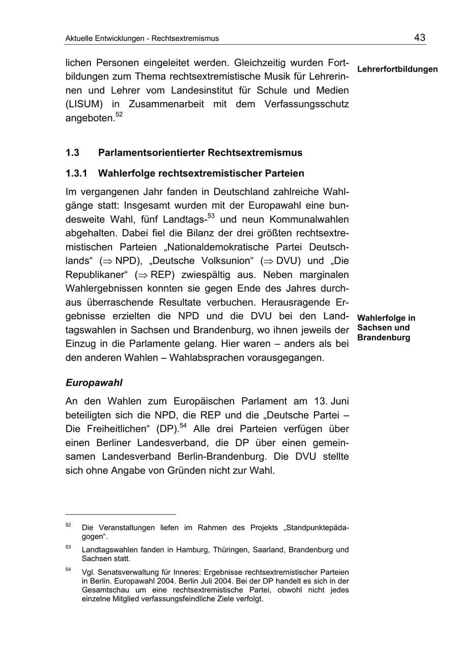 Seite 43 des Verfassungsschutzbericht 2004 Berlin