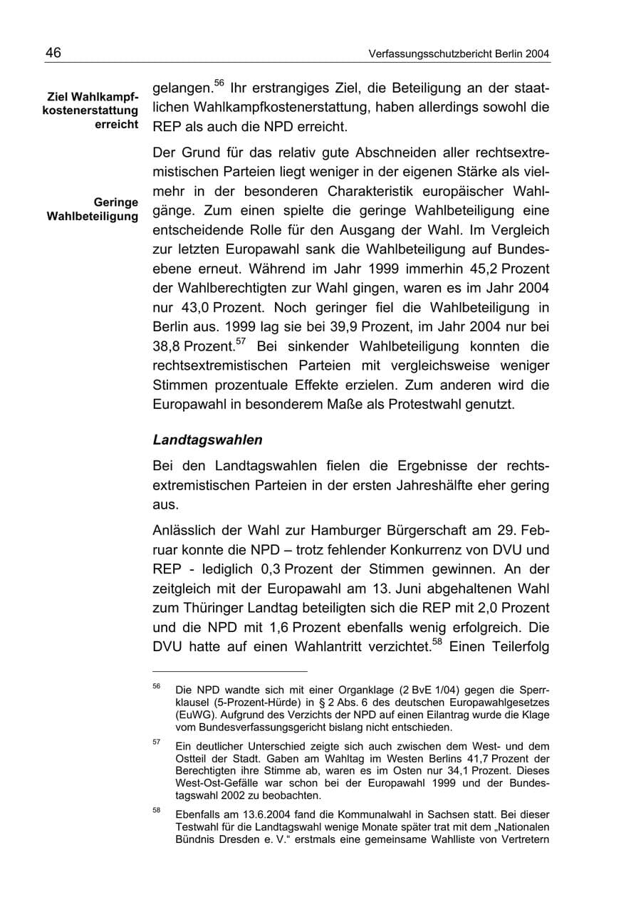 Seite 46 des Verfassungsschutzbericht 2004 Berlin