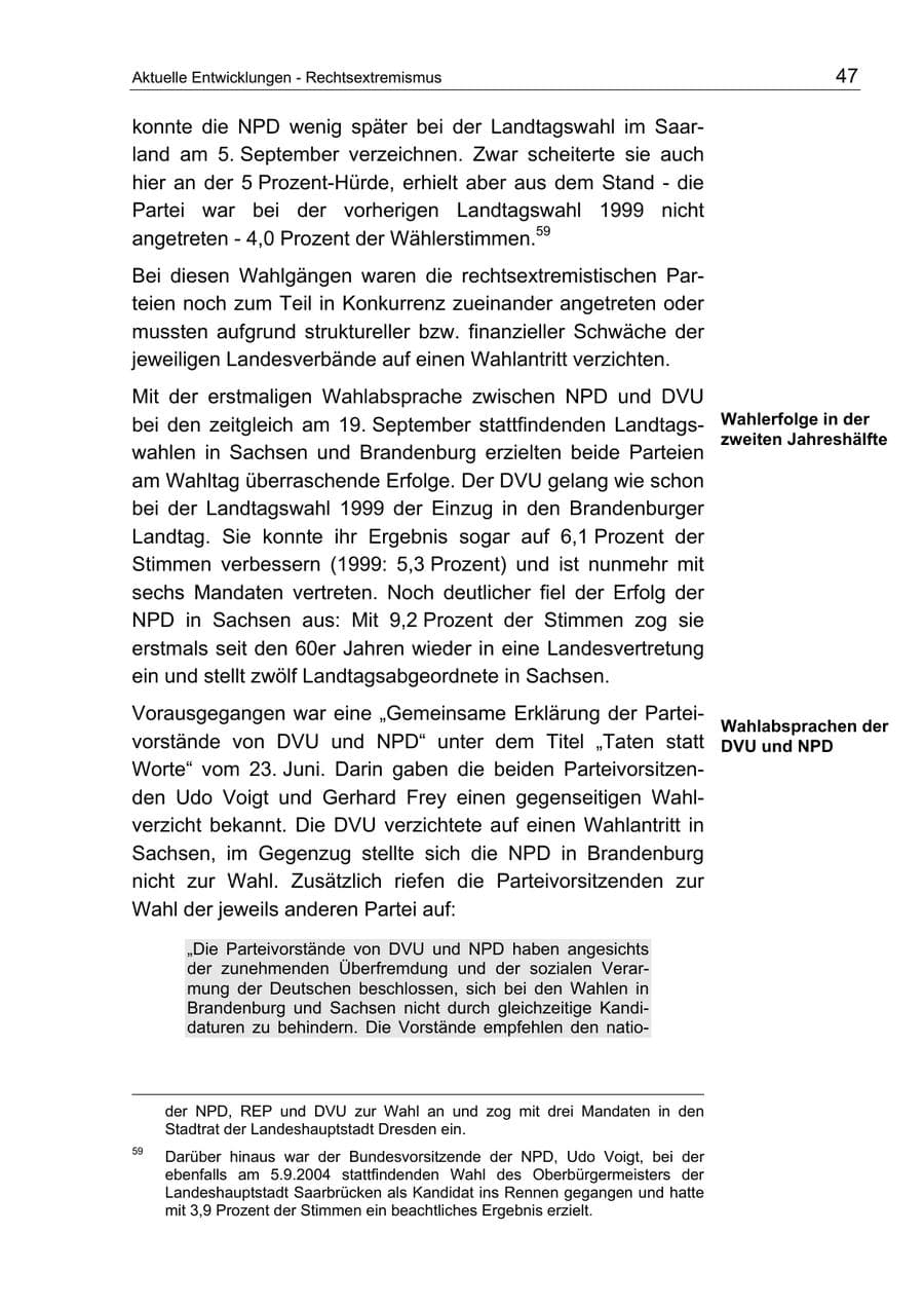 Seite 47 des Verfassungsschutzbericht 2004 Berlin