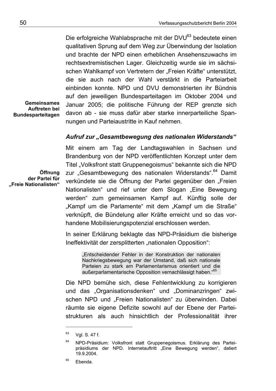 Seite 50 des Verfassungsschutzbericht 2004 Berlin