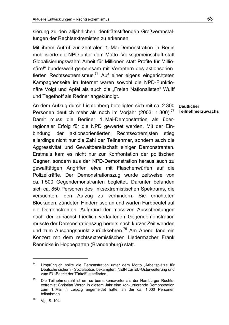 Seite 53 des Verfassungsschutzbericht 2004 Berlin