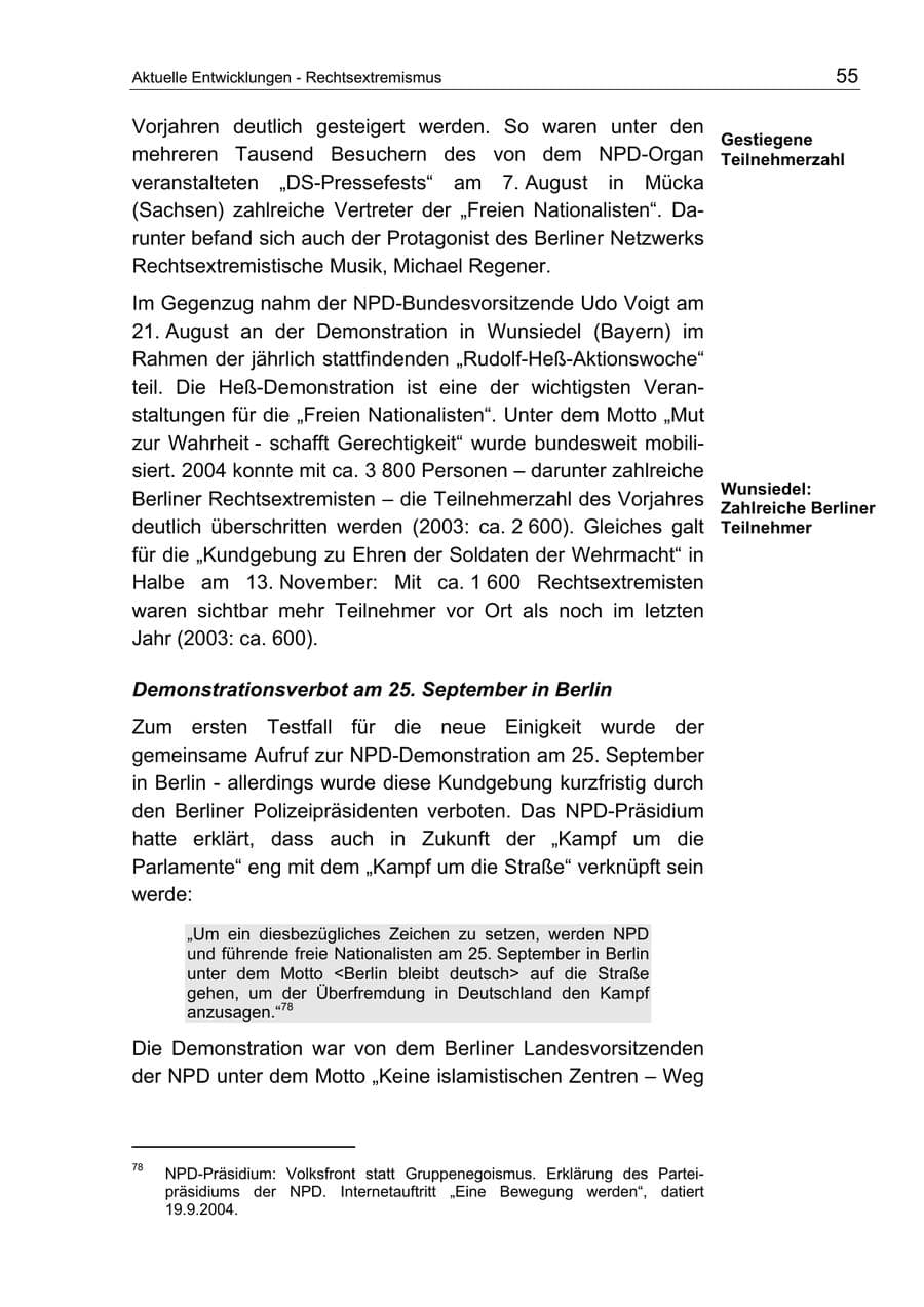Seite 55 des Verfassungsschutzbericht 2004 Berlin