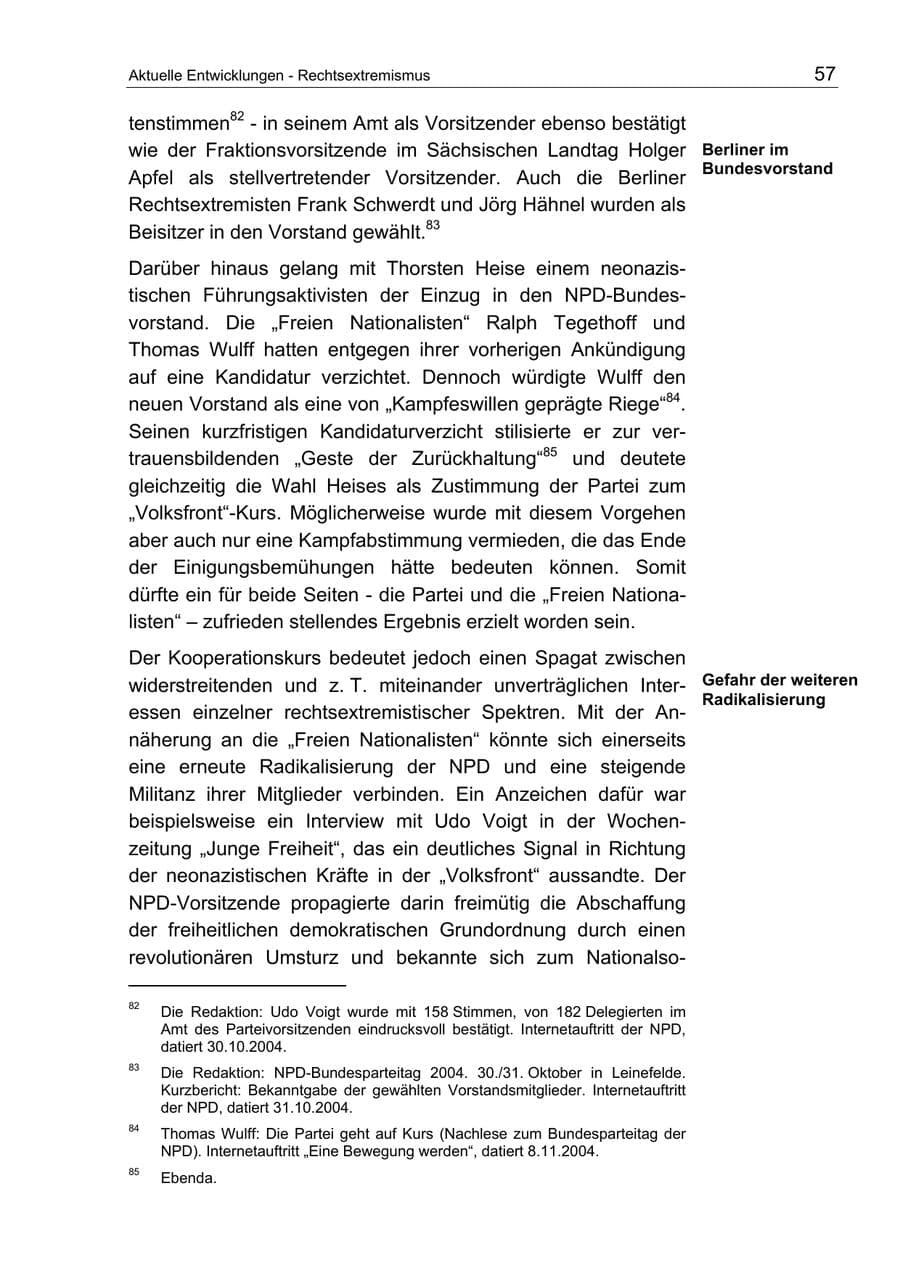 Seite 57 des Verfassungsschutzbericht 2004 Berlin