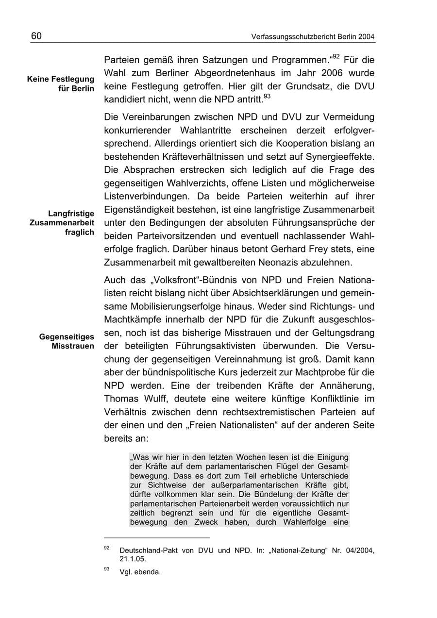 Seite 60 des Verfassungsschutzbericht 2004 Berlin