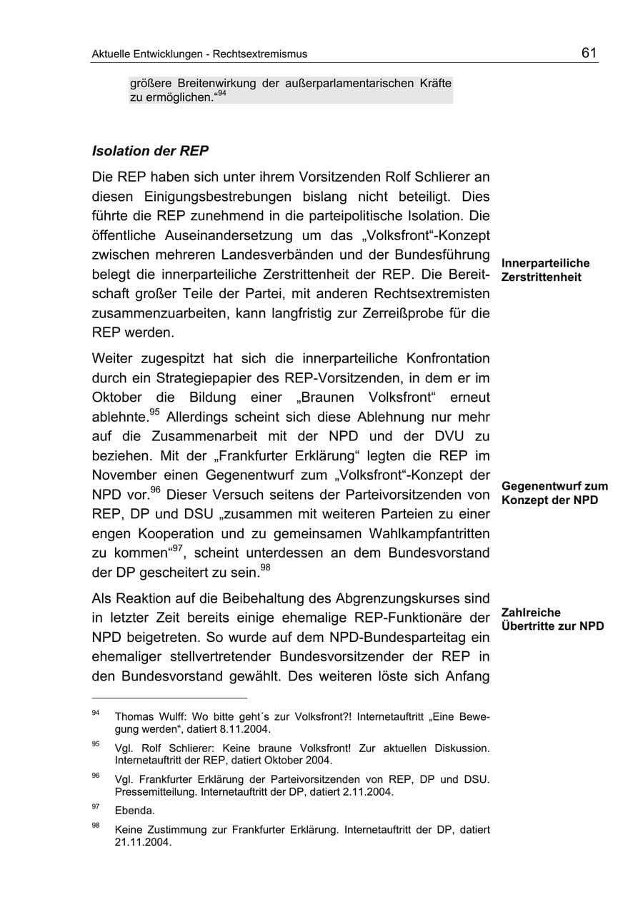 Seite 61 des Verfassungsschutzbericht 2004 Berlin