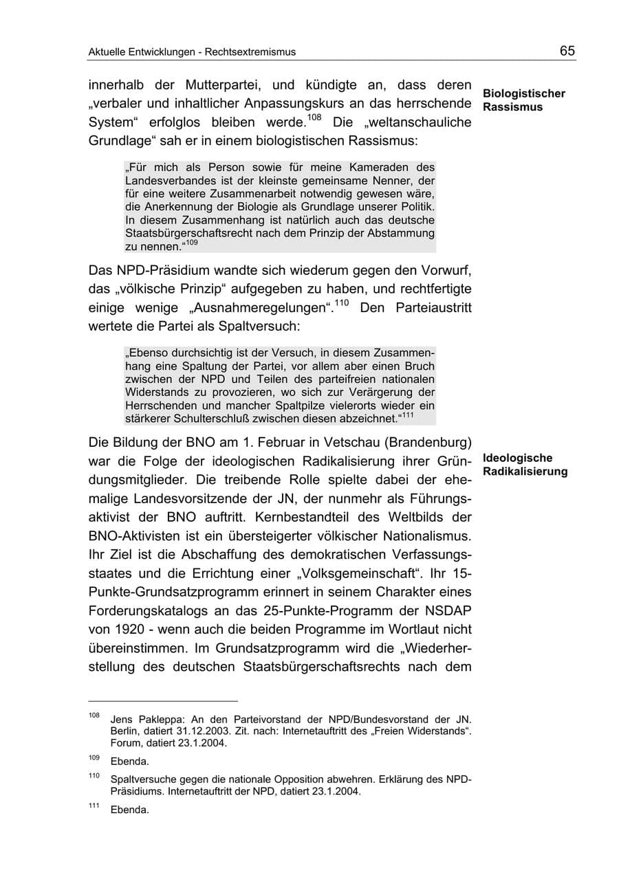Seite 65 des Verfassungsschutzbericht 2004 Berlin