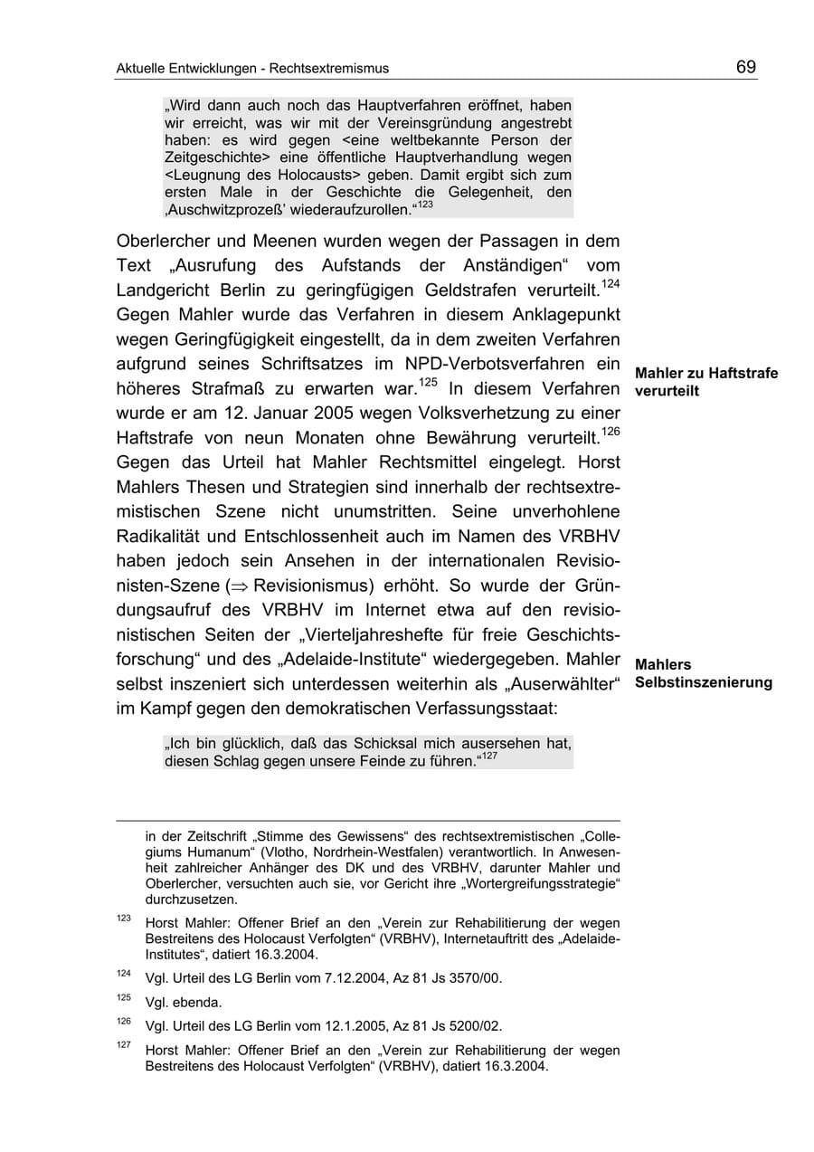 Seite 69 des Verfassungsschutzbericht 2004 Berlin