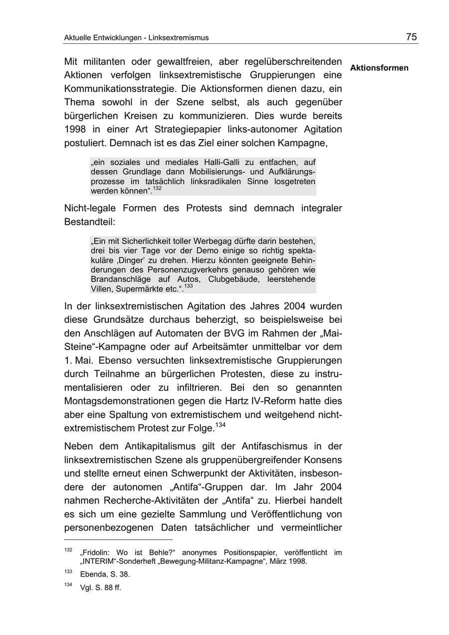 Seite 75 des Verfassungsschutzbericht 2004 Berlin