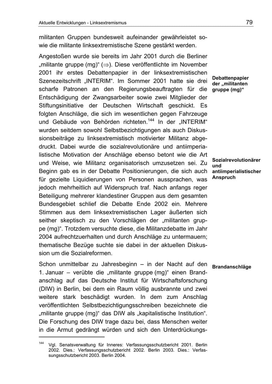 Seite 79 des Verfassungsschutzbericht 2004 Berlin