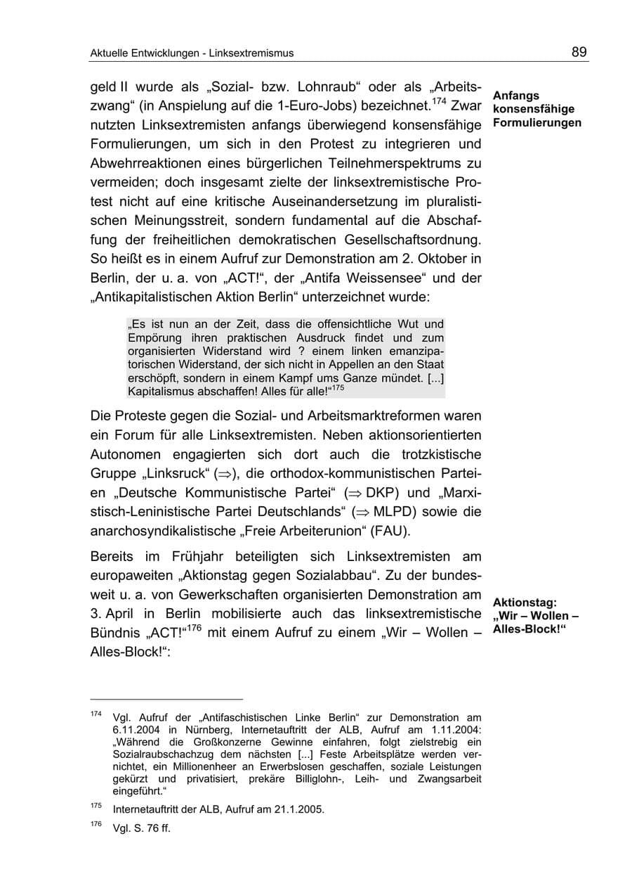 Seite 89 des Verfassungsschutzbericht 2004 Berlin