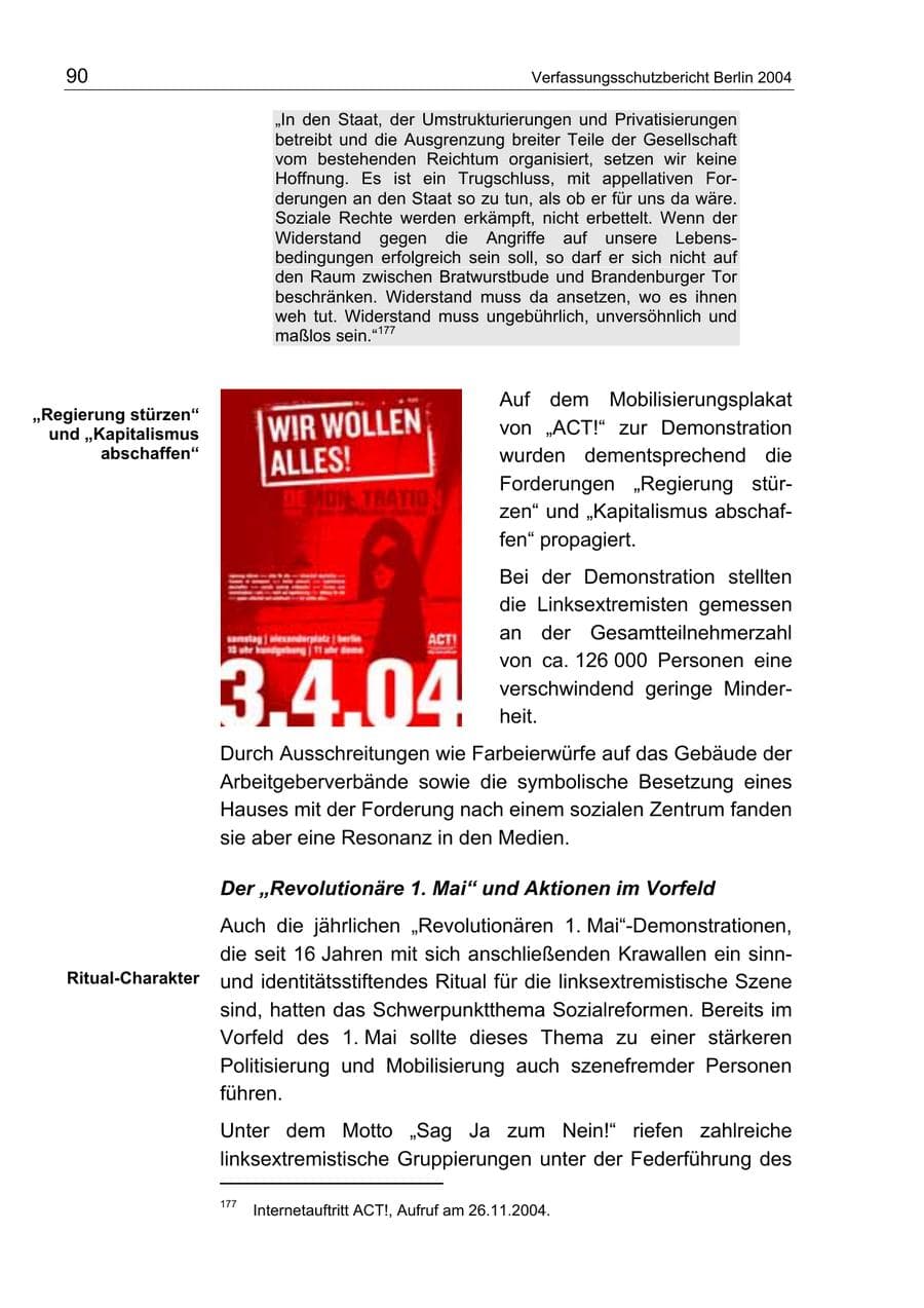 Seite 90 des Verfassungsschutzbericht 2004 Berlin