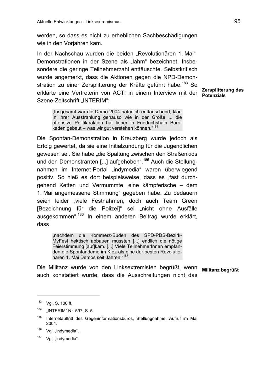 Seite 95 des Verfassungsschutzbericht 2004 Berlin