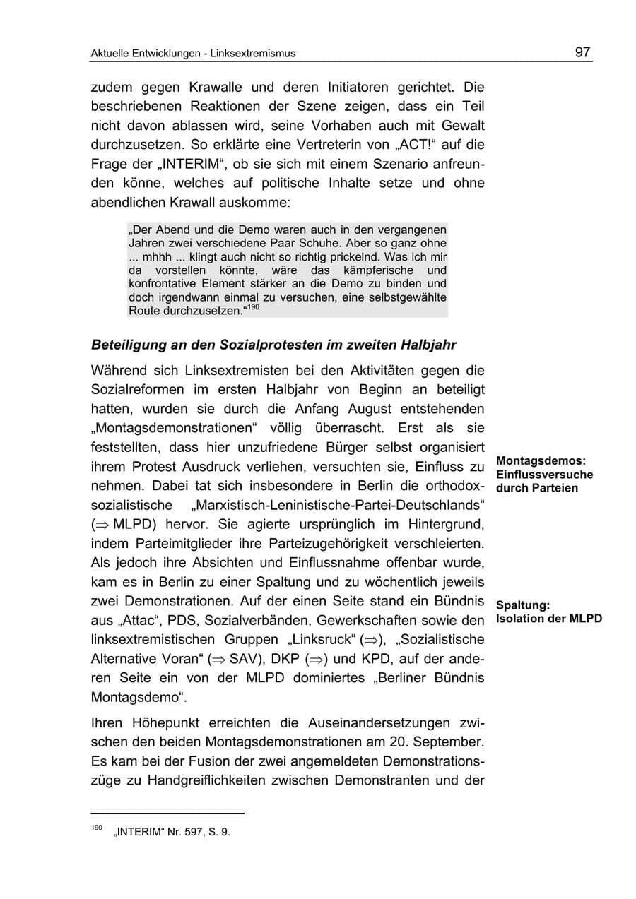 Seite 97 des Verfassungsschutzbericht 2004 Berlin