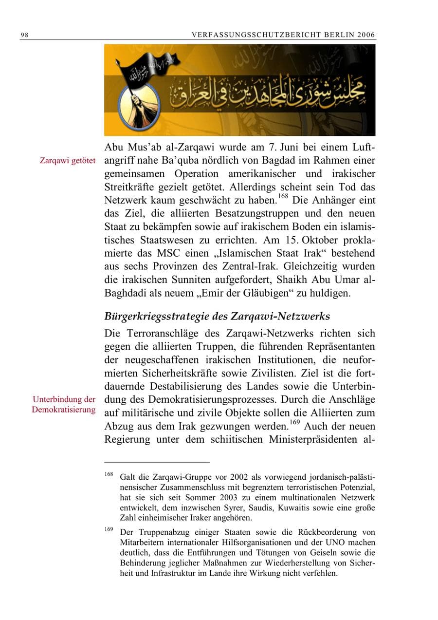 Seite 111 des Verfassungsschutzbericht 2006 Berlin