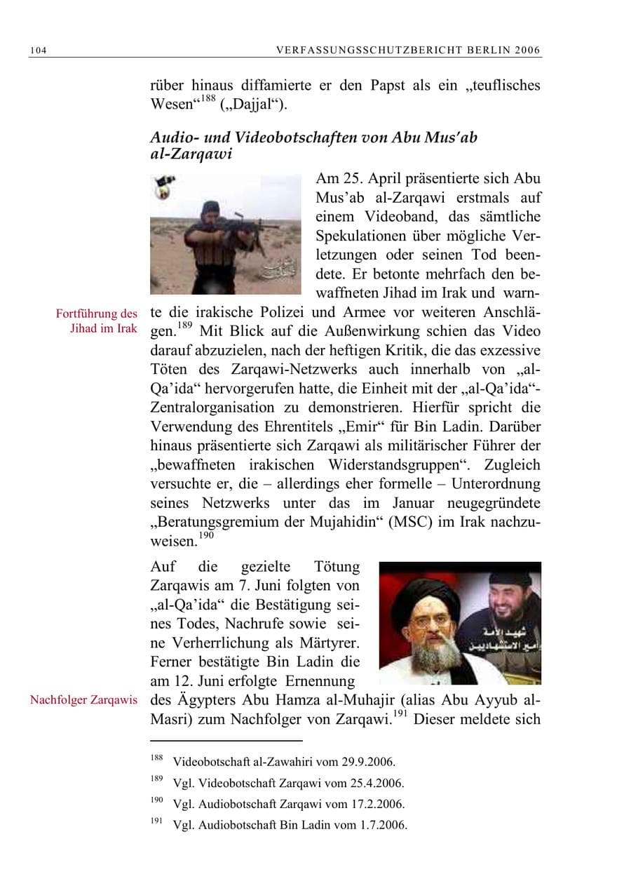 Seite 117 des Verfassungsschutzbericht 2006 Berlin