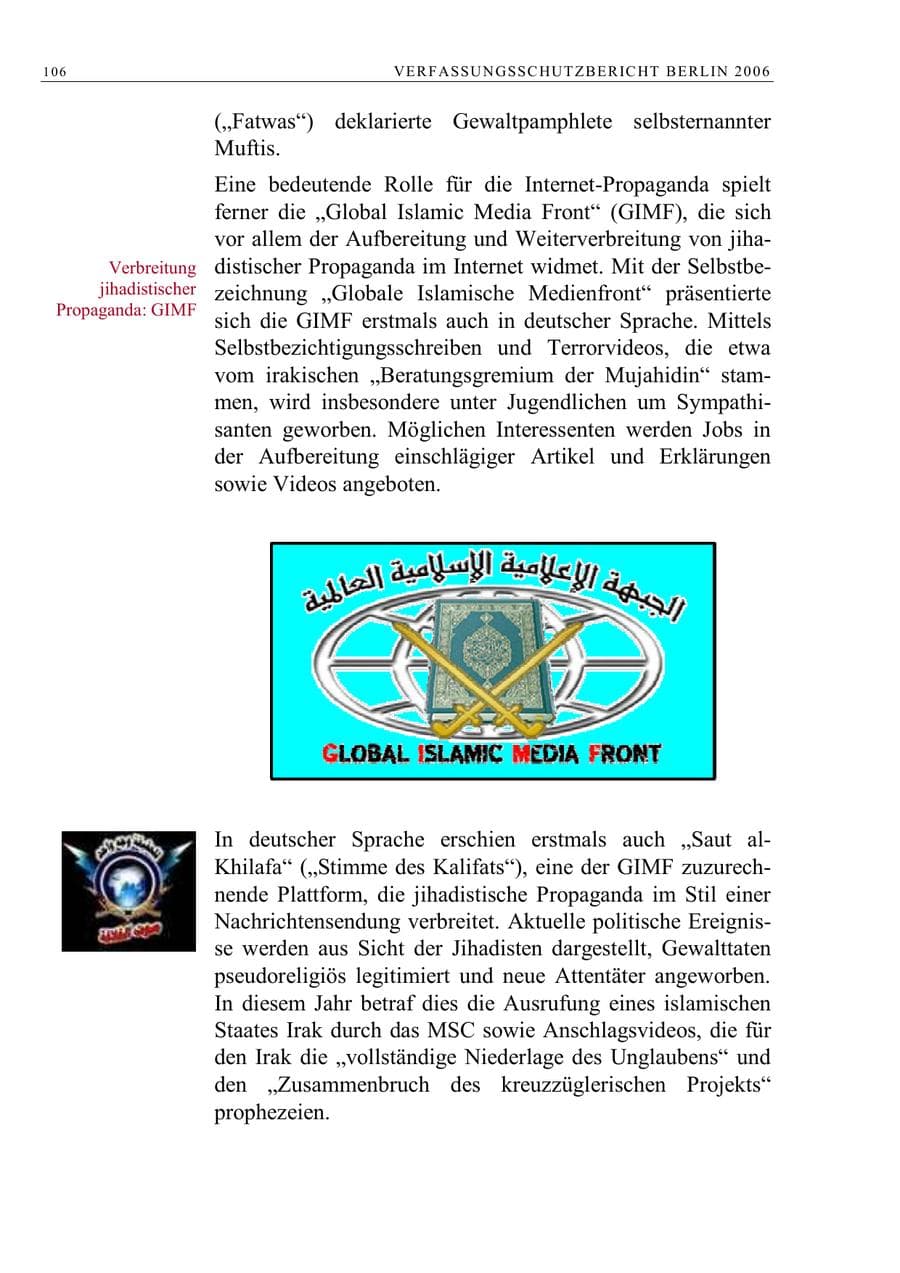 Seite 119 des Verfassungsschutzbericht 2006 Berlin