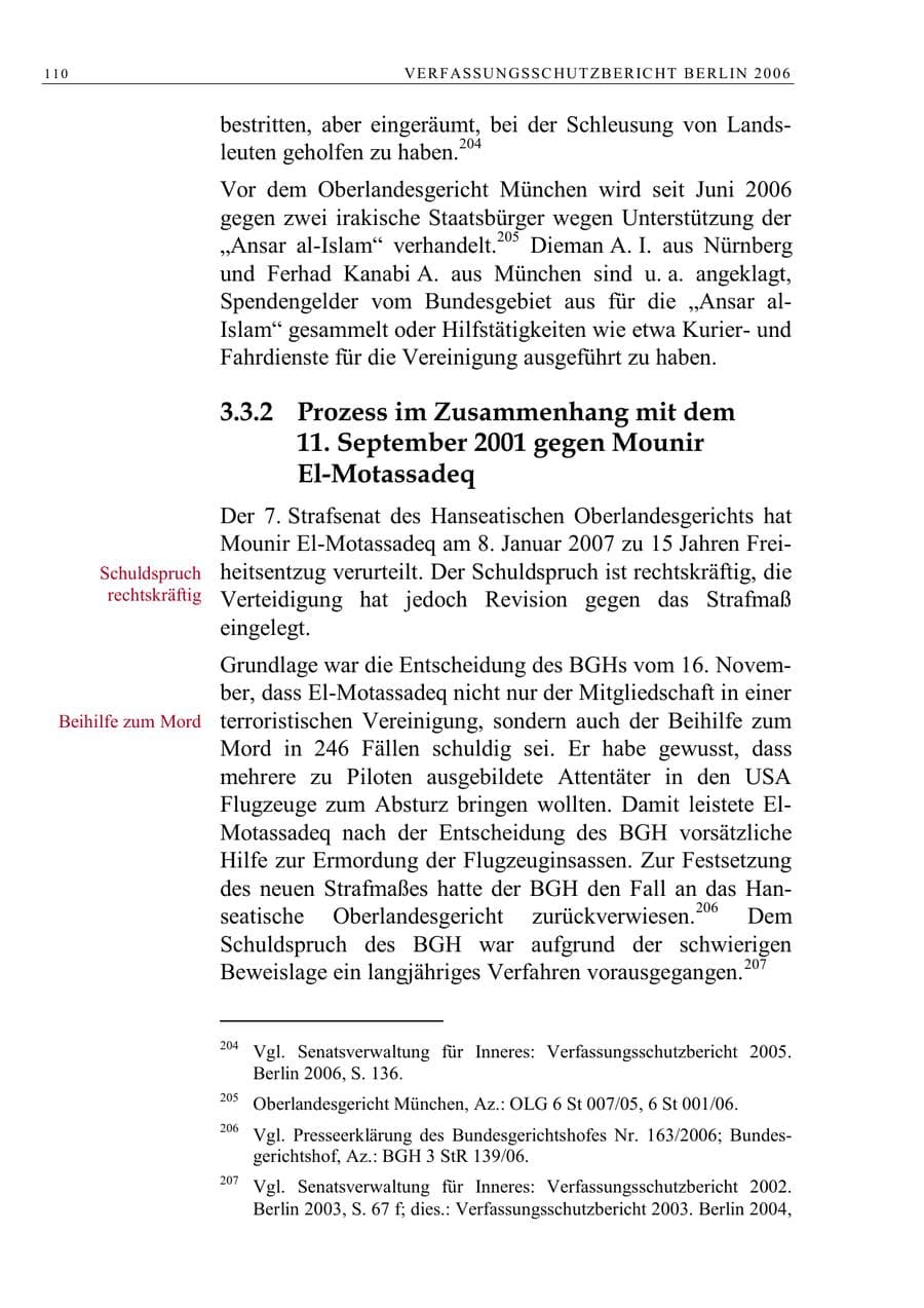 Seite 123 des Verfassungsschutzbericht 2006 Berlin