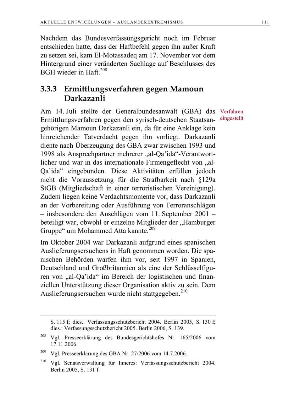 Seite 124 des Verfassungsschutzbericht 2006 Berlin
