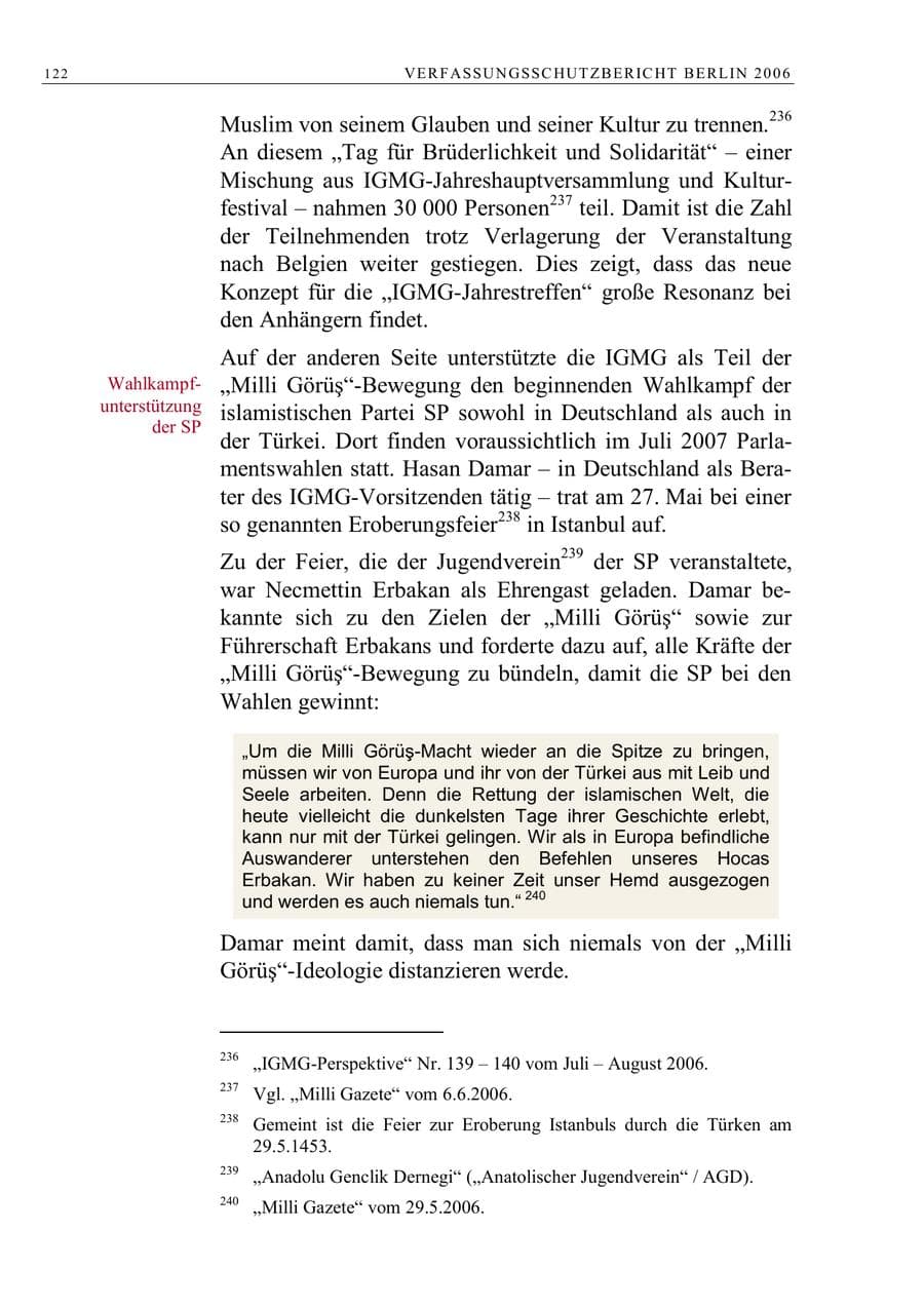 Seite 135 des Verfassungsschutzbericht 2006 Berlin