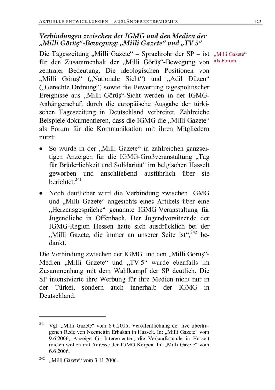 Seite 136 des Verfassungsschutzbericht 2006 Berlin