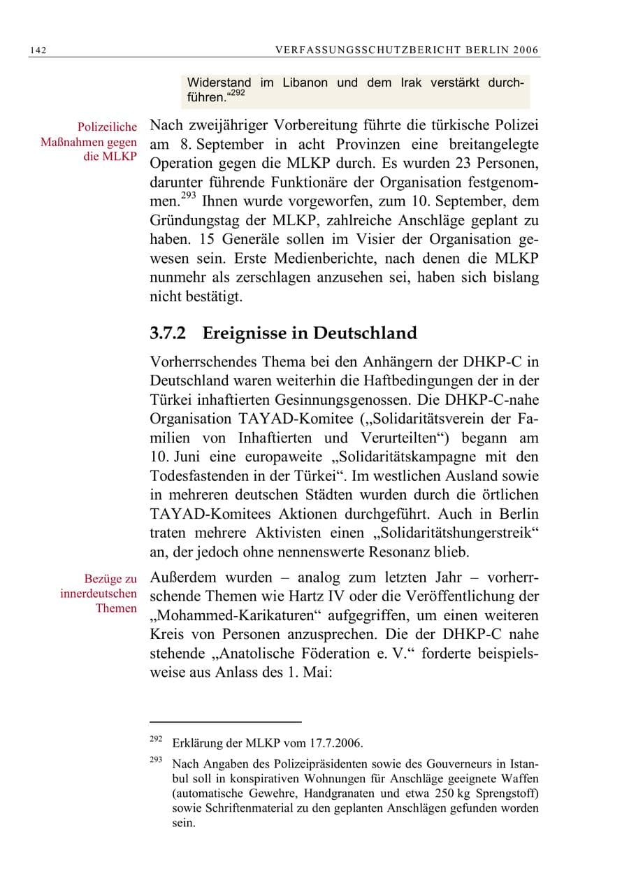 Seite 155 des Verfassungsschutzbericht 2006 Berlin