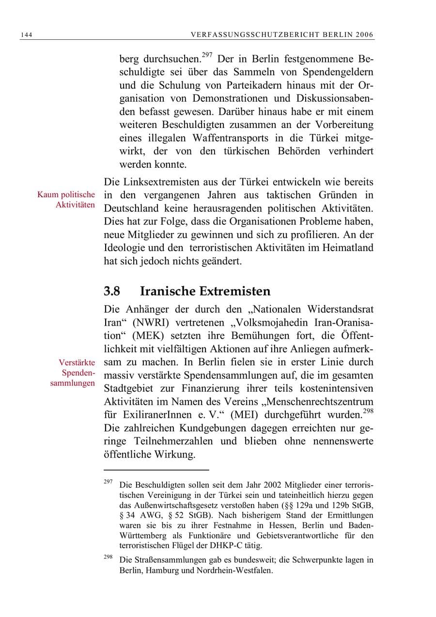 Seite 157 des Verfassungsschutzbericht 2006 Berlin