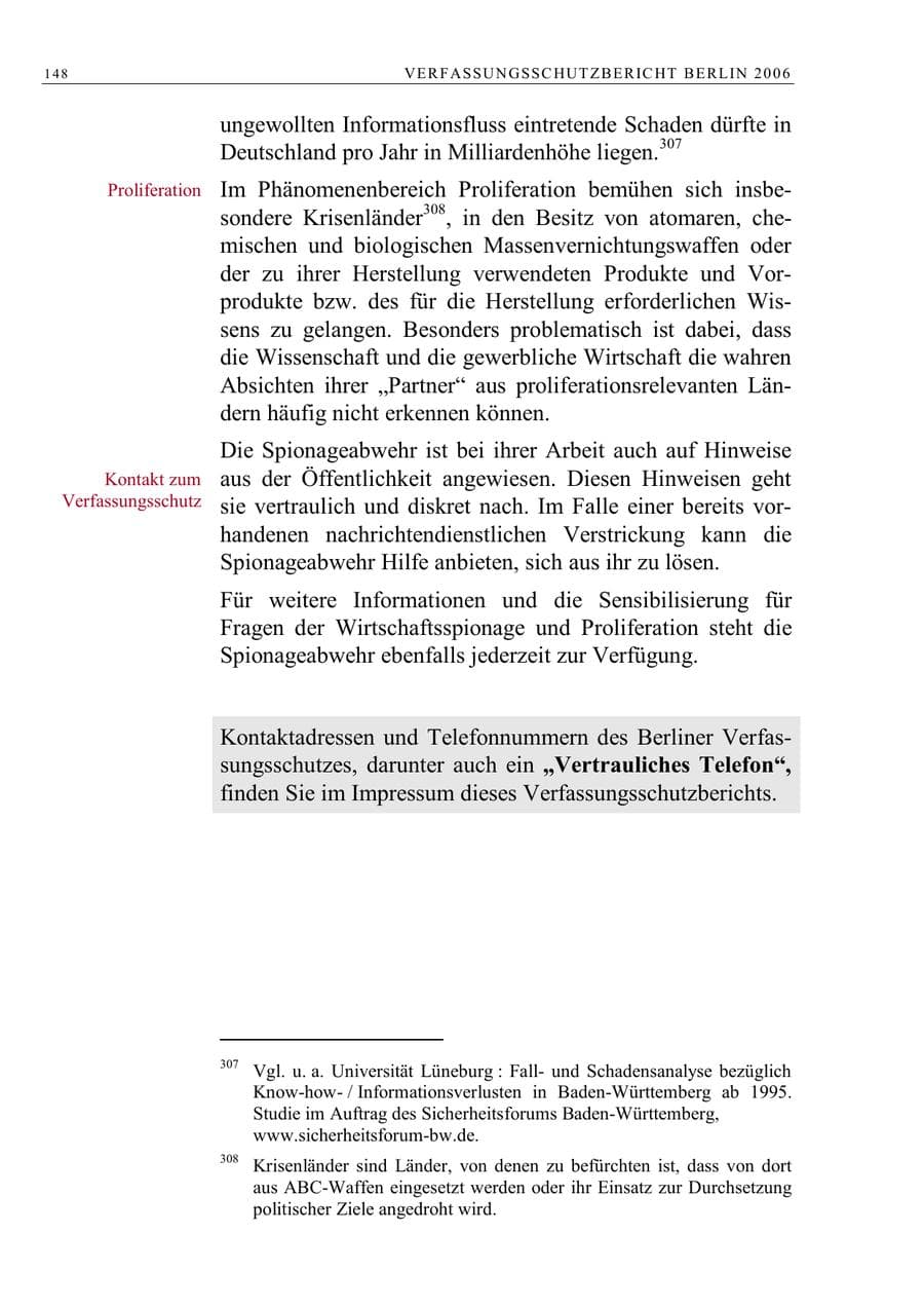Seite 161 des Verfassungsschutzbericht 2006 Berlin